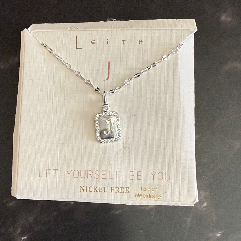 Leith Initial 'J' Pendant Necklace - Silver